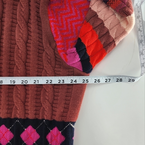 Fate Fair Isle Argyle Open Front Hooded Cardigan Sweater Large - Picture 5 of 11